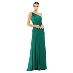 NWOT leena by Mac Duggal ONE SHOULDER WOMENS EMERALD GREEN NEW